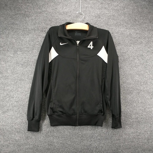 Nike Men's Full Zip Track Jacket Black Small Solid Eagles #4 Training Pockets - Picture 2 of 15